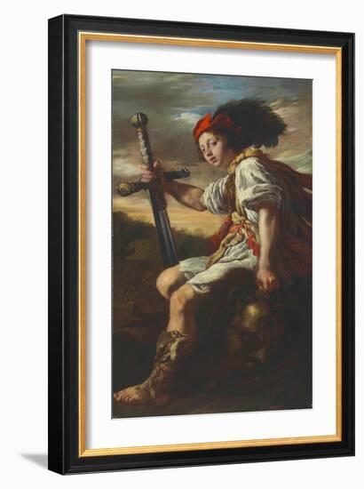 David with the Head of Goliath, c.1620-Domenico Fetti or Feti-Framed Giclee Print