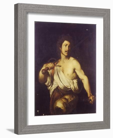 David with the Head of Goliath, C. 1635-Bernardo Strozzi-Framed Giclee Print