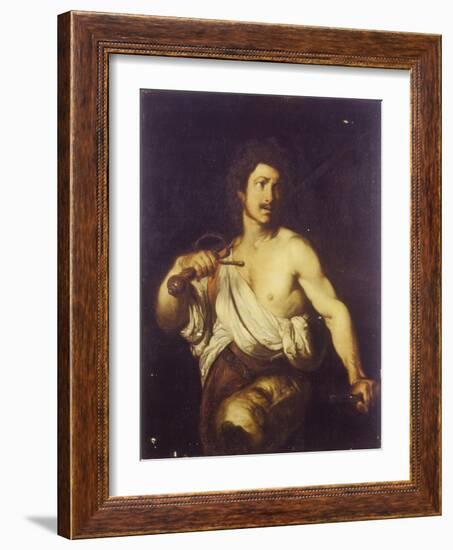 David with the Head of Goliath, C. 1635-Bernardo Strozzi-Framed Giclee Print