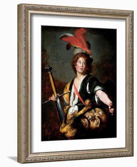 David with the Head of Goliath, C.1636-Bernardo Strozzi-Framed Giclee Print