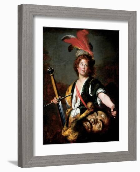 David with the Head of Goliath, C.1636-Bernardo Strozzi-Framed Giclee Print