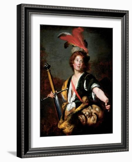 David with the Head of Goliath, C.1636-Bernardo Strozzi-Framed Giclee Print