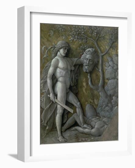 David with the Head of Goliath, circa 1490-95-Andrea Mantegna-Framed Giclee Print