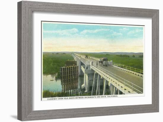 Davis, California - Causeway over Yolo Basin Towards Sacramento-Lantern Press-Framed Art Print