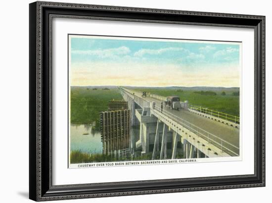 Davis, California - Causeway over Yolo Basin Towards Sacramento-Lantern Press-Framed Art Print