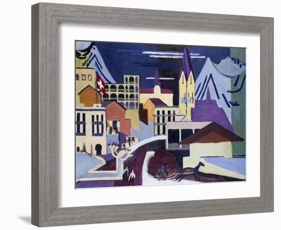 Davos-Platz Railway Station; Davos-Platz Am Banhof, 1931-Ernst Ludwig Kirchner-Framed Giclee Print