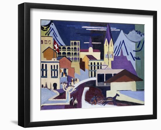 Davos-Platz Railway Station; Davos-Platz Am Banhof, 1931-Ernst Ludwig Kirchner-Framed Giclee Print