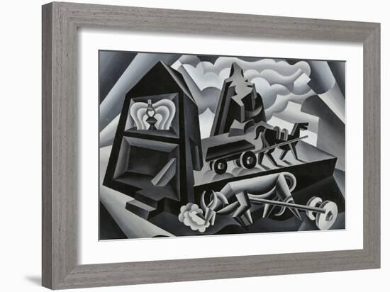 Dawn and Sunset on the Alps (Ploughing)-Fortunato Depero-Framed Giclee Print