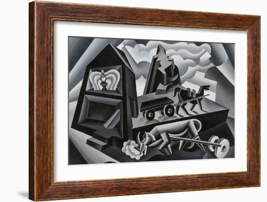 Dawn and Sunset on the Alps (Ploughing)-Fortunato Depero-Framed Giclee Print