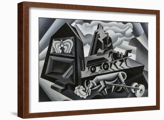 Dawn and Sunset on the Alps (Ploughing)-Fortunato Depero-Framed Giclee Print