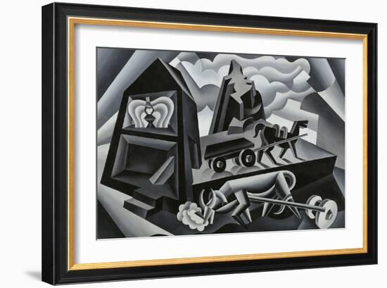 Dawn and Sunset on the Alps (Ploughing)-Fortunato Depero-Framed Giclee Print