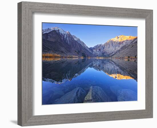 Dawn at Convict Lake in the Fall before the Fisherman Get on the Lake in California.-Miles Morgan-Framed Photographic Print