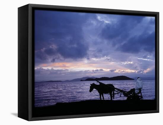 Dawn at Lake Ziway, Central Ethiopia, with the Silhouette of a Horse-Drawn Buggy-Nigel Pavitt-Framed Premier Image Canvas