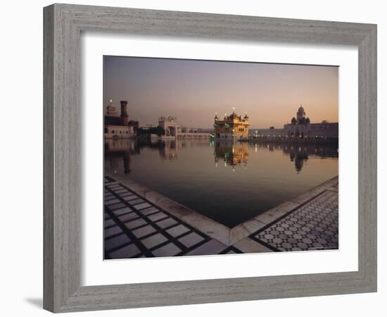 Dawn at the Golden Temple and Cloisters and the Holy Pool of Nectar, Punjab State, India-Jeremy Bright-Framed Photographic Print