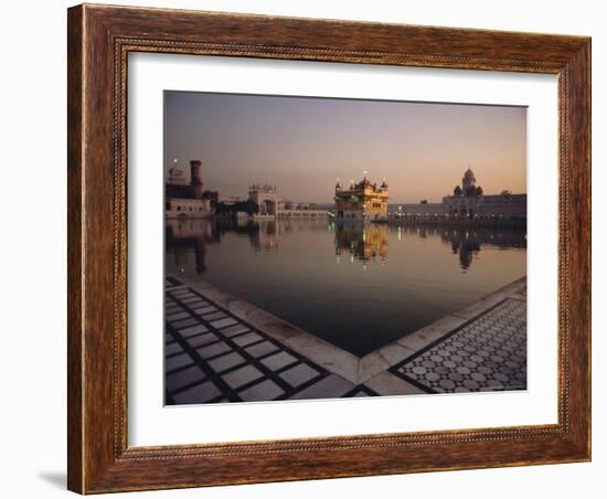 Dawn at the Golden Temple and Cloisters and the Holy Pool of Nectar, Punjab State, India-Jeremy Bright-Framed Photographic Print