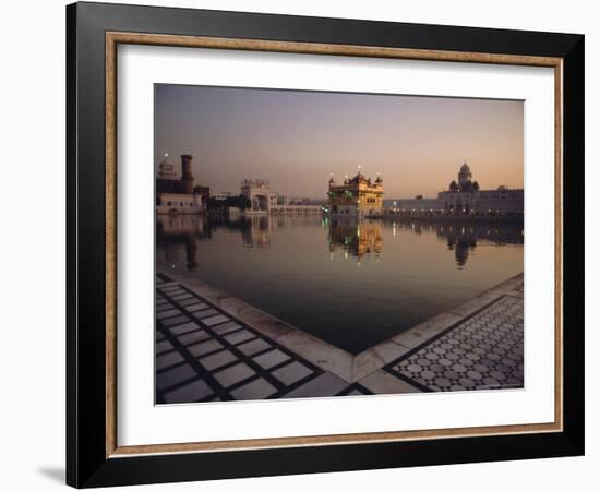 Dawn at the Golden Temple and Cloisters and the Holy Pool of Nectar, Punjab State, India-Jeremy Bright-Framed Photographic Print