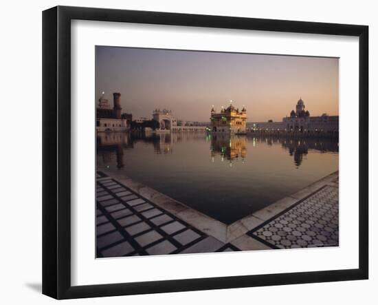 Dawn at the Golden Temple and Cloisters and the Holy Pool of Nectar, Punjab State, India-Jeremy Bright-Framed Photographic Print