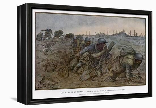 Dawn Breaks at the Maisonette as French Troops Struggle Through the Knee-Deep Mud-Jean Droit-Framed Stretched Canvas