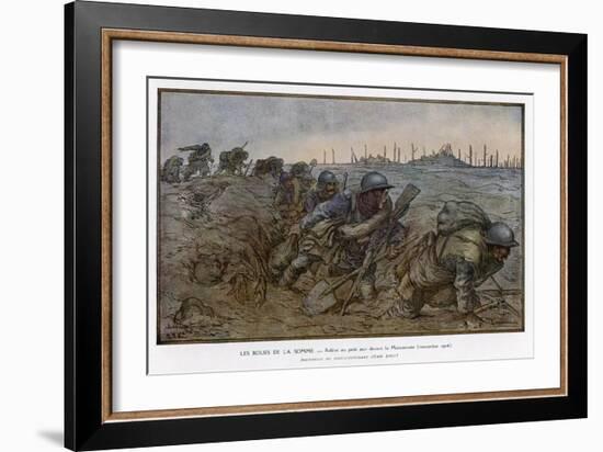 Dawn Breaks at the Maisonette as French Troops Struggle Through the Knee-Deep Mud-Jean Droit-Framed Art Print