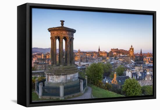 Dawn Breaks over the Dugald Stewart Monument Overlooking the City of Edinburgh, Lothian, Scotland-Andrew Sproule-Framed Premier Image Canvas