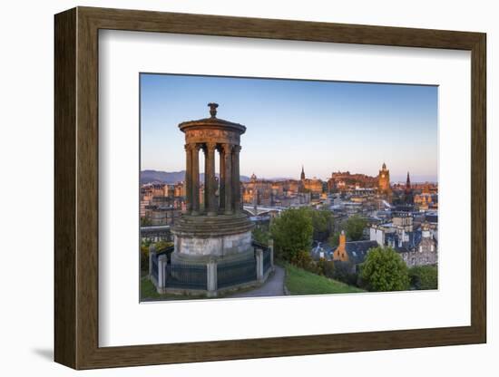 Dawn Breaks over the Dugald Stewart Monument Overlooking the City of Edinburgh, Lothian, Scotland-Andrew Sproule-Framed Photographic Print
