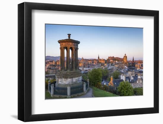 Dawn Breaks over the Dugald Stewart Monument Overlooking the City of Edinburgh, Lothian, Scotland-Andrew Sproule-Framed Photographic Print