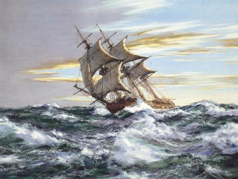 The Rising Wind by Montague Dawson, Custom Framed