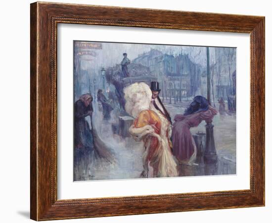 Dawn, Leaving the Restaurant in Montmartre, 1906 (Oil on Canvas)-Georges Redon-Framed Giclee Print