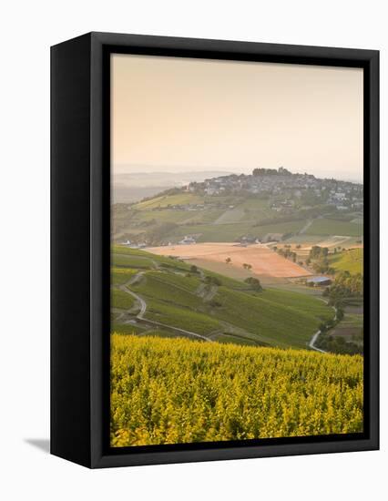 Dawn Light Starts to Fill the Skies Above the Village and Vineyards of Sanerre, Cher, Loire Valley,-Julian Elliott-Framed Premier Image Canvas