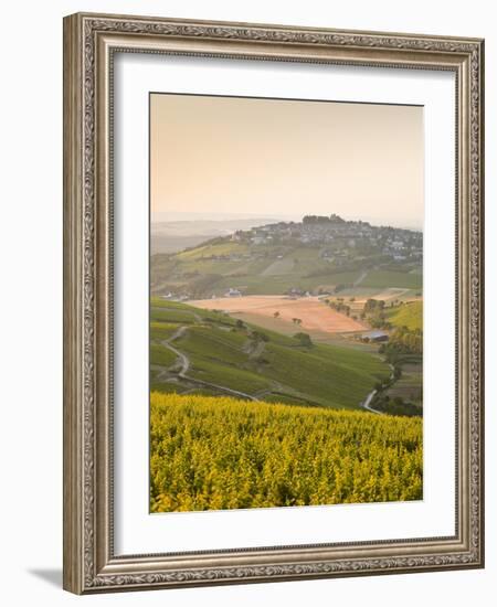 Dawn Light Starts to Fill the Skies Above the Village and Vineyards of Sanerre, Cher, Loire Valley,-Julian Elliott-Framed Photographic Print