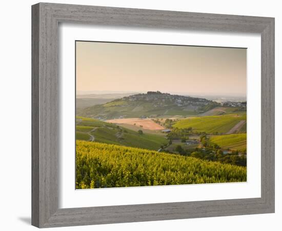 Dawn Light Starts to Fill the Skies Above the Village and Vineyards of Sanerre, Cher, Loire Valley,-Julian Elliott-Framed Photographic Print