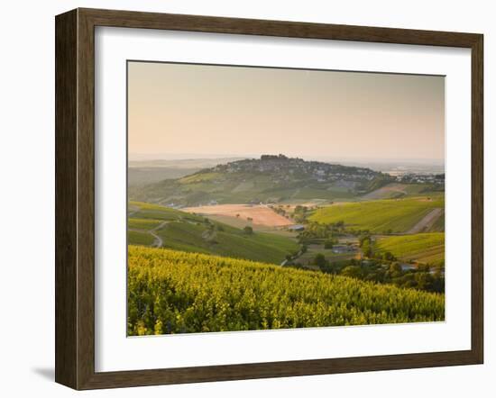 Dawn Light Starts to Fill the Skies Above the Village and Vineyards of Sanerre, Cher, Loire Valley,-Julian Elliott-Framed Photographic Print