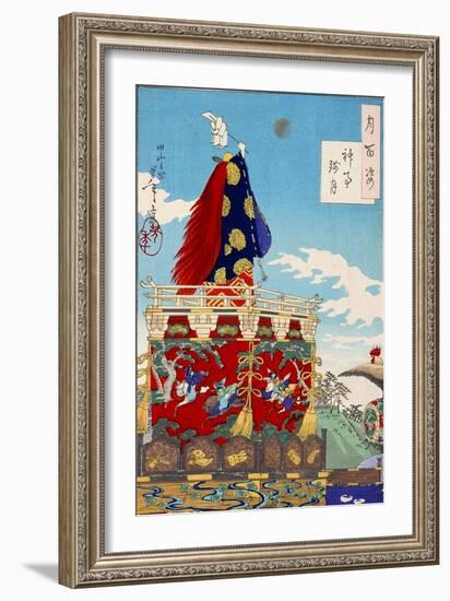 Dawn Moon of the Shinto Rites - Festival on a Hill, One Hundred Aspects of the Moon-Yoshitoshi Tsukioka-Framed Giclee Print