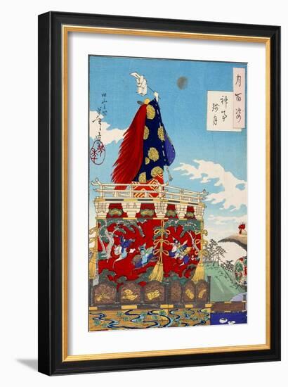 Dawn Moon of the Shinto Rites - Festival on a Hill, One Hundred Aspects of the Moon-Yoshitoshi Tsukioka-Framed Giclee Print