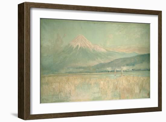 Dawn on the Sacred Mountain, the Fuji Sun Half Hidden in the Clouds, 1889-Sir Alfred East-Framed Giclee Print