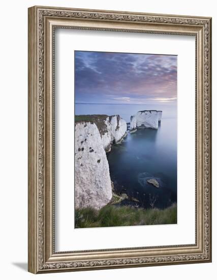 Dawn over Old Harry Rocks on the Jurassic Coast, Dorset, England. Spring-Adam Burton-Framed Photographic Print