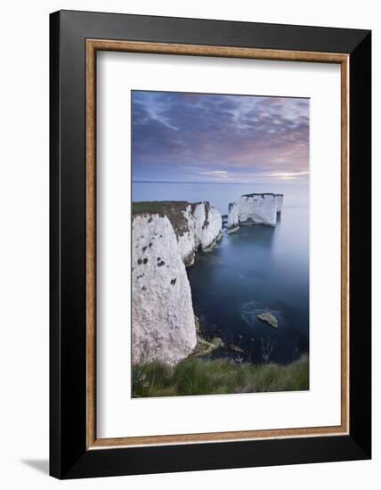 Dawn over Old Harry Rocks on the Jurassic Coast, Dorset, England. Spring-Adam Burton-Framed Photographic Print