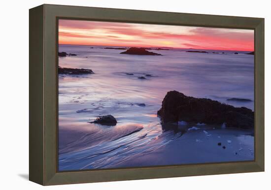 Dawn over the Atlantic Ocean in Rye, New Hampshire. Wallis Sands SP-Jerry & Marcy Monkman-Framed Premier Image Canvas