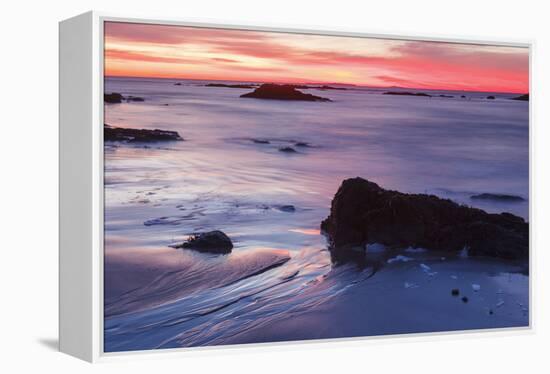 Dawn over the Atlantic Ocean in Rye, New Hampshire. Wallis Sands SP-Jerry & Marcy Monkman-Framed Premier Image Canvas