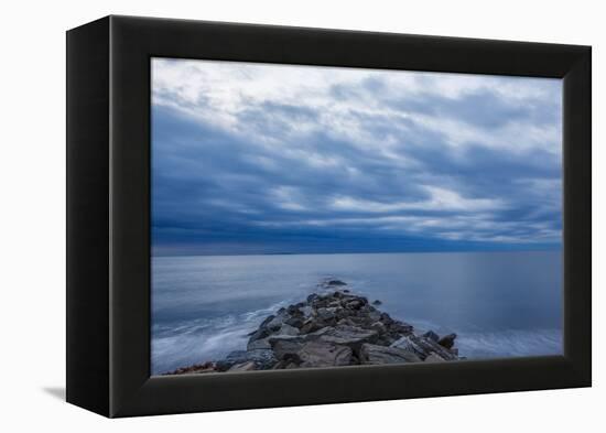 Dawn over the Breakwater at Wallis Sands SP in Rye, New Hampshire-Jerry & Marcy Monkman-Framed Premier Image Canvas