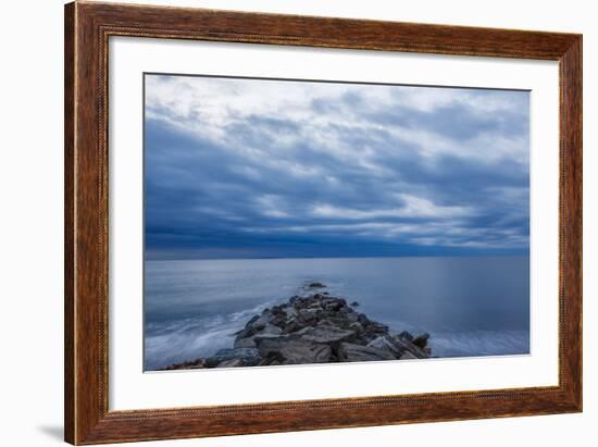 Dawn over the Breakwater at Wallis Sands SP in Rye, New Hampshire-Jerry & Marcy Monkman-Framed Photographic Print