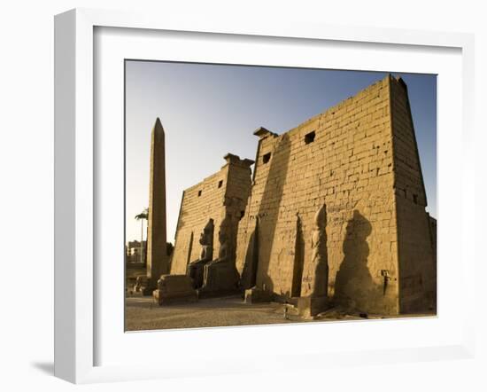 Dawn over the Impressive First Pylon of Luxor Temple, Egypt-Julian Love-Framed Photographic Print