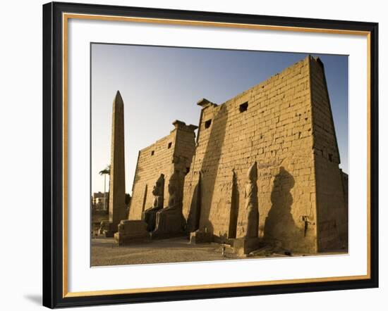 Dawn over the Impressive First Pylon of Luxor Temple, Egypt-Julian Love-Framed Photographic Print