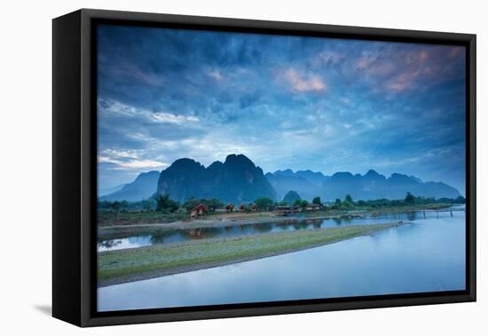 Dawn over the mountains and Nam Song River, Laos-David Noton-Framed Premier Image Canvas