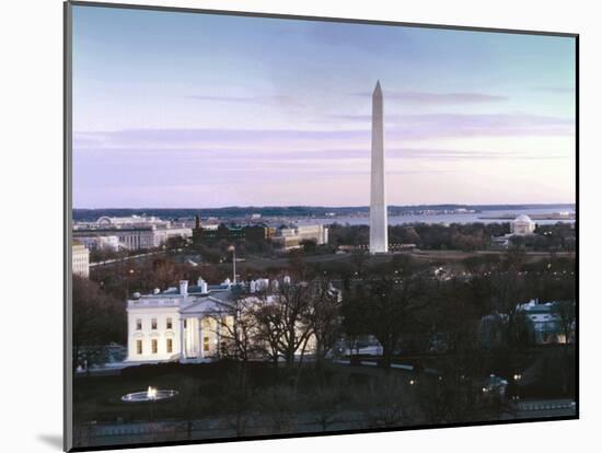 Dawn over the White House, Washington Monument, and Jefferson Memorial, Washington, D.C. - Vintage -Carol Highsmith-Mounted Art Print