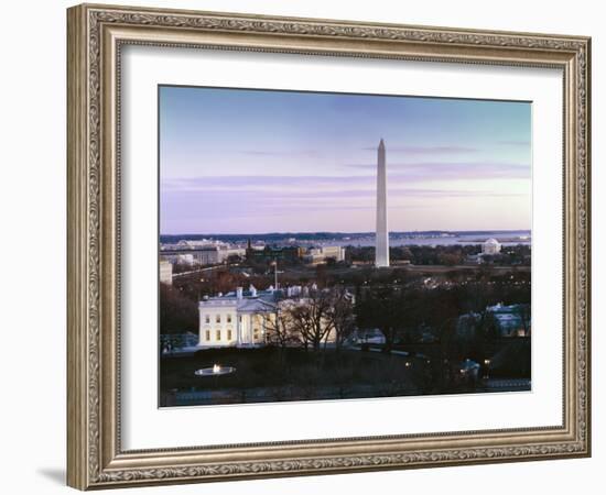 Dawn over the White House, Washington Monument, and Jefferson Memorial, Washington, D.C.-Carol Highsmith-Framed Art Print