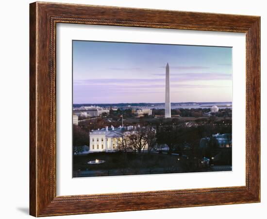 Dawn over the White House, Washington Monument, and Jefferson Memorial, Washington, D.C.-Carol Highsmith-Framed Art Print