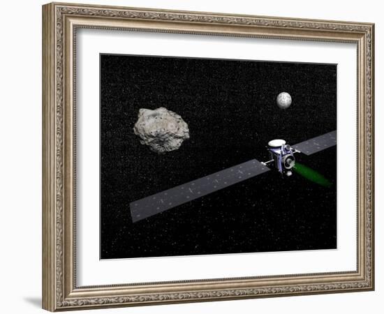 Dawn Robotic Spacecraft Orbiting Ceres and Vesta-null-Framed Art Print