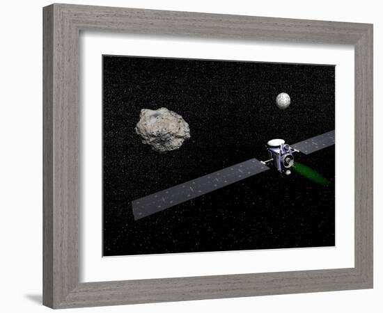 Dawn Robotic Spacecraft Orbiting Ceres and Vesta-null-Framed Art Print