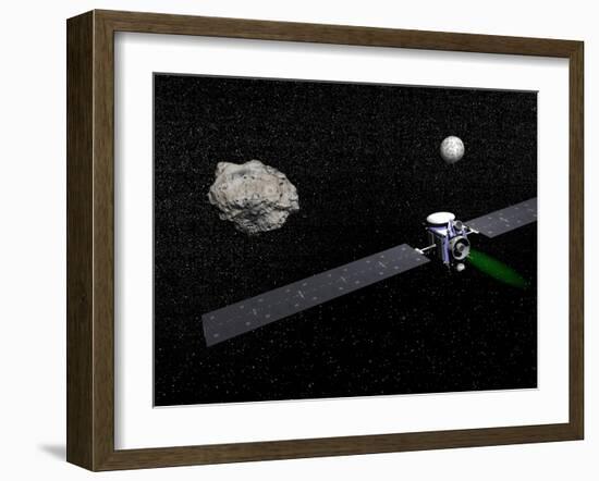 Dawn Robotic Spacecraft Orbiting Ceres and Vesta-null-Framed Art Print